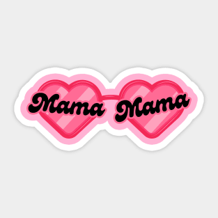 Mama Valentine Heart Sunglasses Pink Sticker